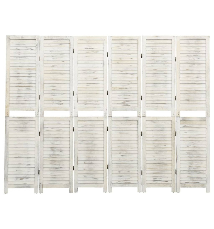 Cloison de séparation 6 panneaux Blanc antique 215x166 cm Bois | Mobilier & Déco
