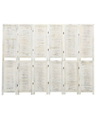 Cloison de séparation 6 panneaux Blanc antique 215x166 cm Bois | Mobilier & Déco