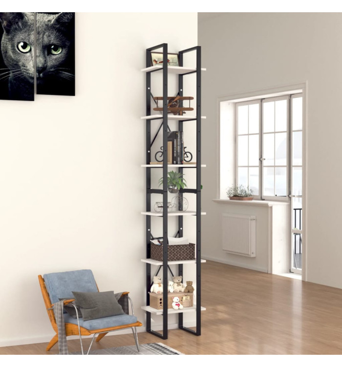 Bibliothèque à 6 niveaux blanc 40x30x210 cm bois ingénierie | Mobilier & Déco