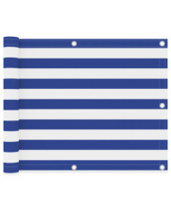 Écran de balcon Blanc et bleu 75x600 cm Tissu Oxford | Mobilier & Déco