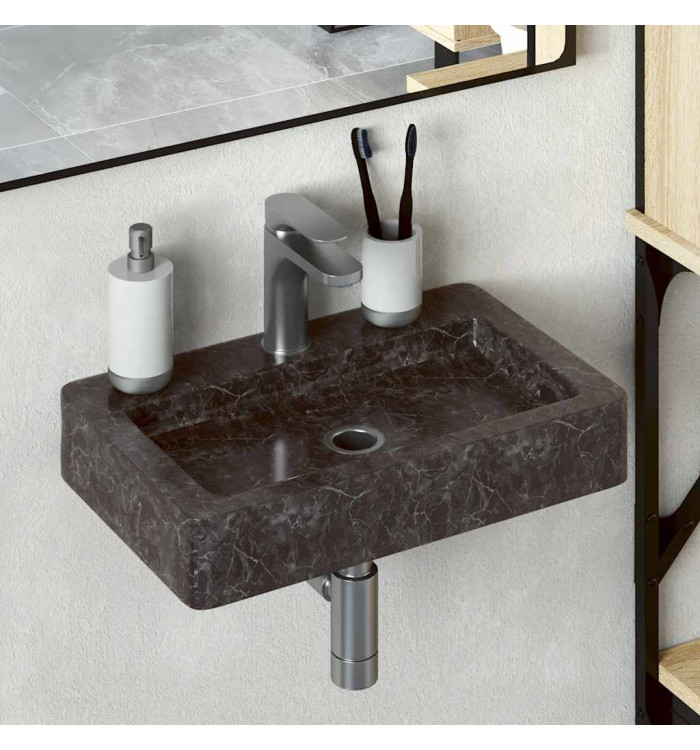 Lavabo mural noir 38x24x6,5 cm marbre | Mobilier & Déco