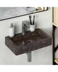 Lavabo mural noir 38x24x6,5 cm marbre | Mobilier & Déco