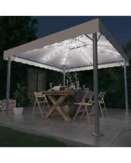Tonnelle avec guirlande lumineuse LED 300x300cm Crème Aluminium | Mobilier & Déco