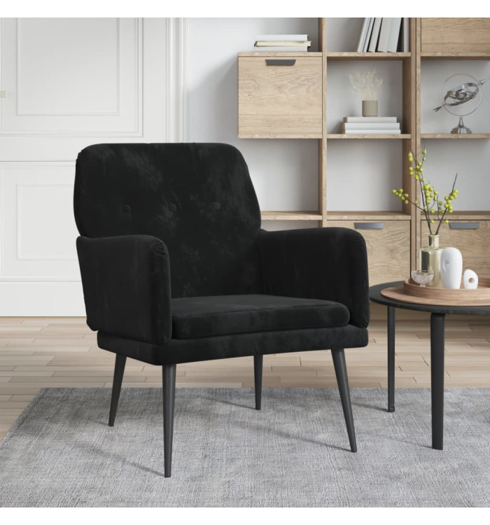 Fauteuil Noir 62x79x79 cm Velours | Mobilier & Déco