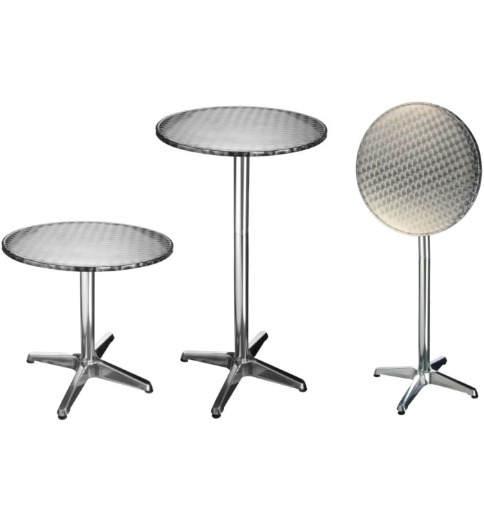 HI Table de bistro-bar pliable Aluminium Rond 60 x 60 x (58-115) cm | Mobilier & Déco