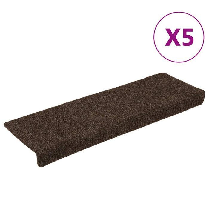 Tapis d'escalier 15 pcs Tissu aiguilleté 65x21x4 cm Marron | Mobilier & Déco