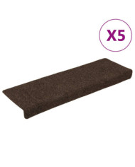 Tapis d'escalier 15 pcs Tissu aiguilleté 65x21x4 cm Marron | Mobilier & Déco