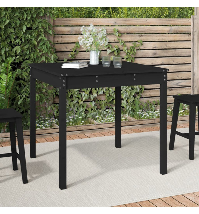 Table de jardin noir 82,5x82,5x76 cm bois massif de pin | Mobilier & Déco