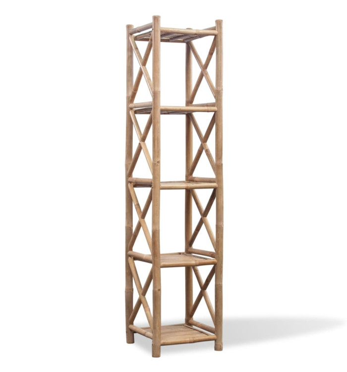 Étagère à 5 niveaux carré bambou | Mobilier & Déco