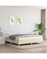 Cadre de lit sans matelas crème 160x200 cm tissu | Mobilier & Déco