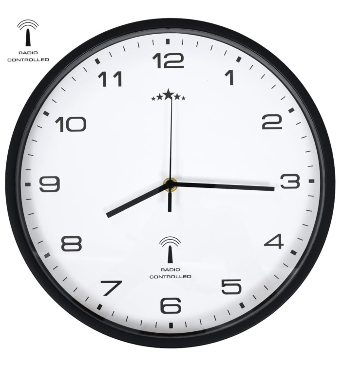 Horloge murale radioguidée Mouvement à quartz 31 cm Blanc/noir | Mobilier & Déco