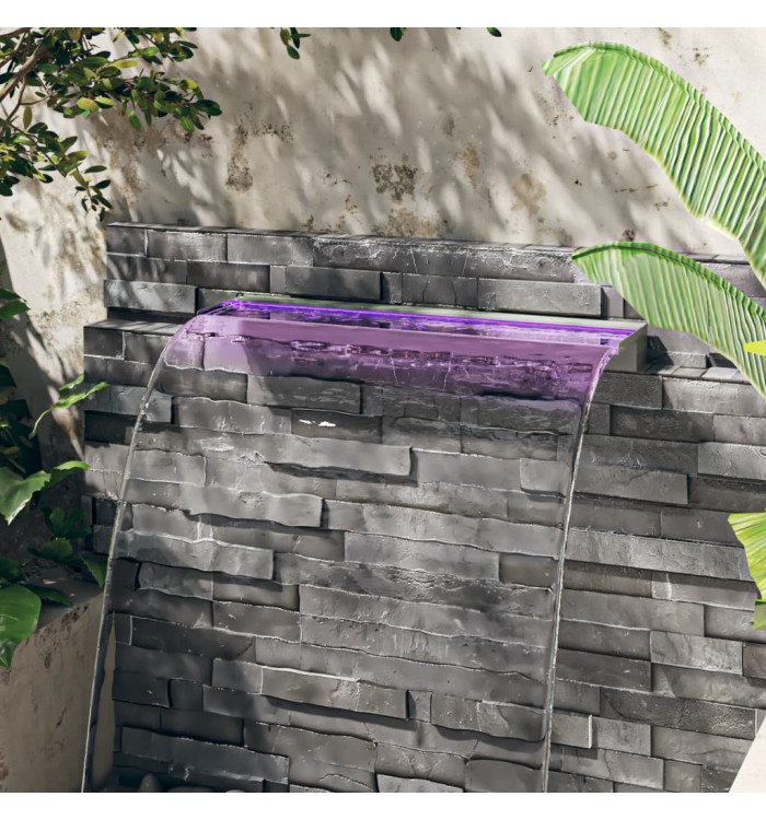 Déversoir pour cascade avec LED RVB Inox 90 cm | Mobilier & Déco
