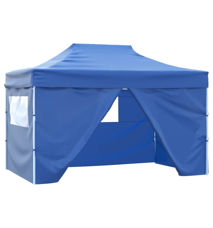 Tente de réception pliable avec 4 parois 3x4 m Acier Bleu | Mobilier & Déco