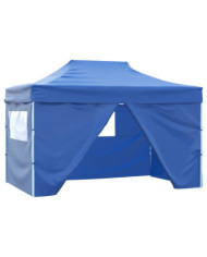 Tente de réception pliable avec 4 parois 3x4 m Acier Bleu | Mobilier & Déco