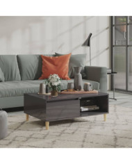 Table basse gris brillant 90x60x35 cm bois d'ingénierie | Mobilier & Déco
