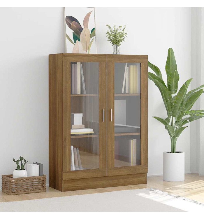 Armoire à vitrine Chêne brun 82,5x30,5x115cm Bois d'ingénierie | Mobilier & Déco