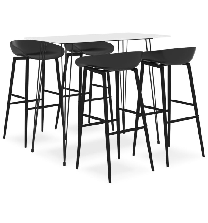 Ensemble de bar 5 pcs Blanc et noir | Mobilier & Déco