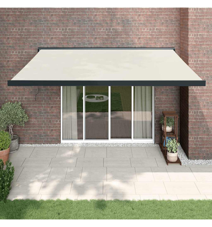 Auvent rétractable crème 4,5x3 m tissu et aluminium | Mobilier & Déco