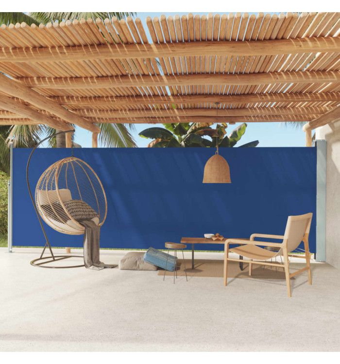 Auvent latéral rétractable de patio 180x600 cm Bleu | Mobilier & Déco