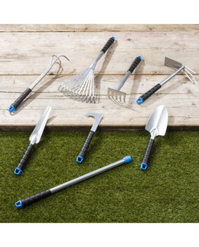 HI Ensemble d'outils de jardin 8 pcs Argenté Métal | Mobilier & Déco