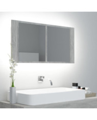 Armoire de salle de bain à miroir LED Gris béton Acrylique | Mobilier & Déco
