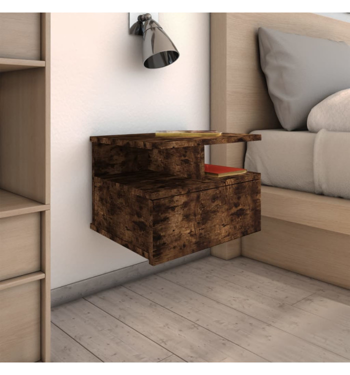 Table de chevet flottante Chêne fumé 40x31x27cm Bois ingénierie | Mobilier & Déco