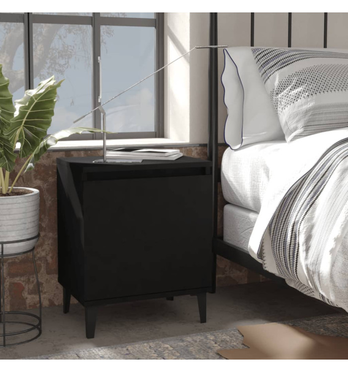 Table de chevet avec pieds en métal noir 40x30x50 cm | Mobilier & Déco