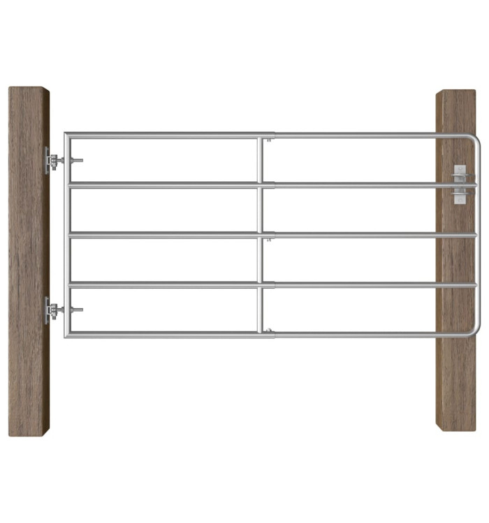 Portillon à 5 barres Acier (95-170)x90 cm Argenté | Mobilier & Déco