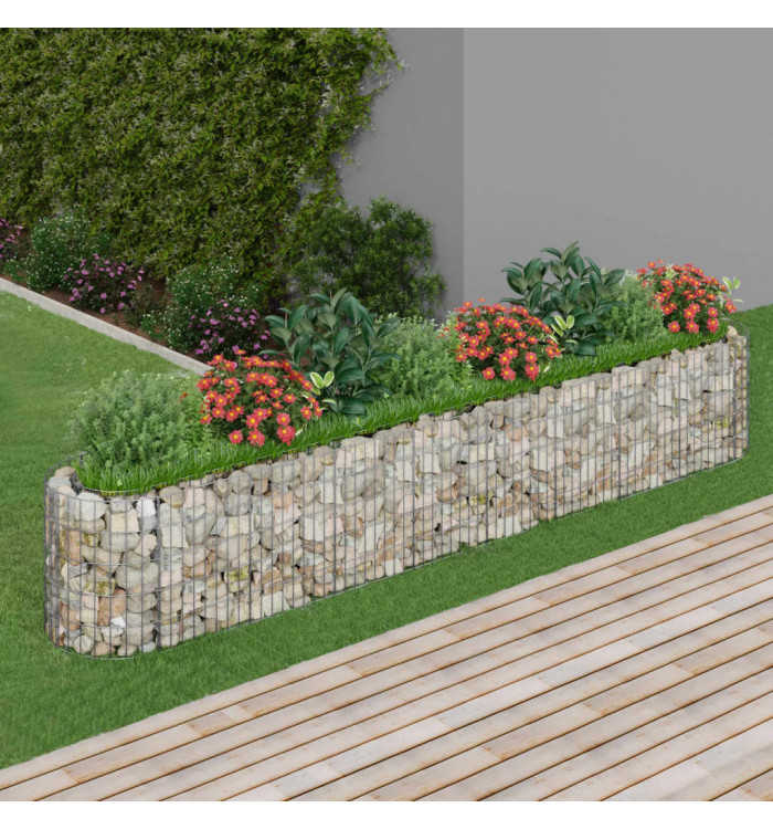 Lit surélevé à gabion Fer galvanisé 330x50x50 cm | Mobilier & Déco