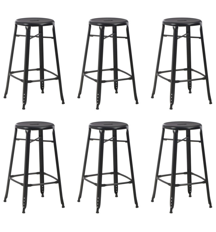 Tabourets de bar lot de 6 noir acier | Mobilier & Déco