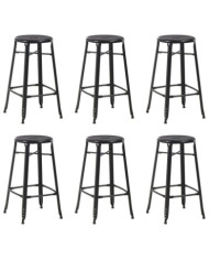 Tabourets de bar lot de 6 noir acier | Mobilier & Déco