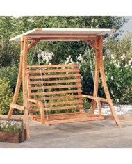 Balancelle avec auvent bois massif d'épicéa et finition en teck | Mobilier & Déco