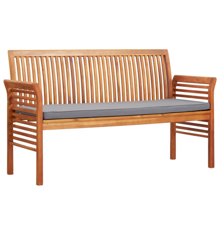 Banc de jardin 3 places avec coussin 150cm Bois d'acacia massif | Mobilier & Déco