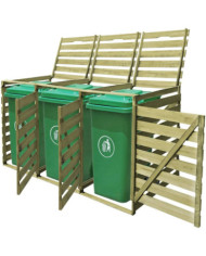 Abri pour poubelle triple 240 L Bois imprégné | Mobilier & Déco