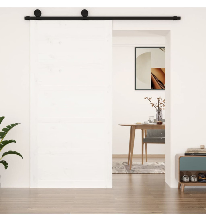 Porte de grange Blanc 100x1,8x204,5 cm Bois massif de pin | Mobilier & Déco