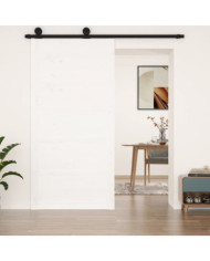 Porte de grange Blanc 100x1,8x204,5 cm Bois massif de pin | Mobilier & Déco