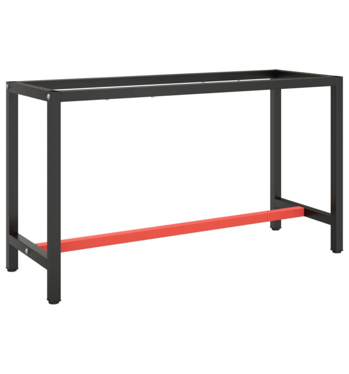 Cadre de banc de travail Noir et rouge mat 140x50x79 cm Métal | Mobilier & Déco