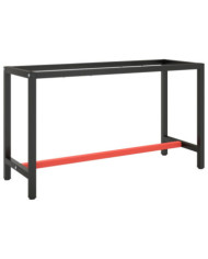 Cadre de banc de travail Noir et rouge mat 140x50x79 cm Métal | Mobilier & Déco
