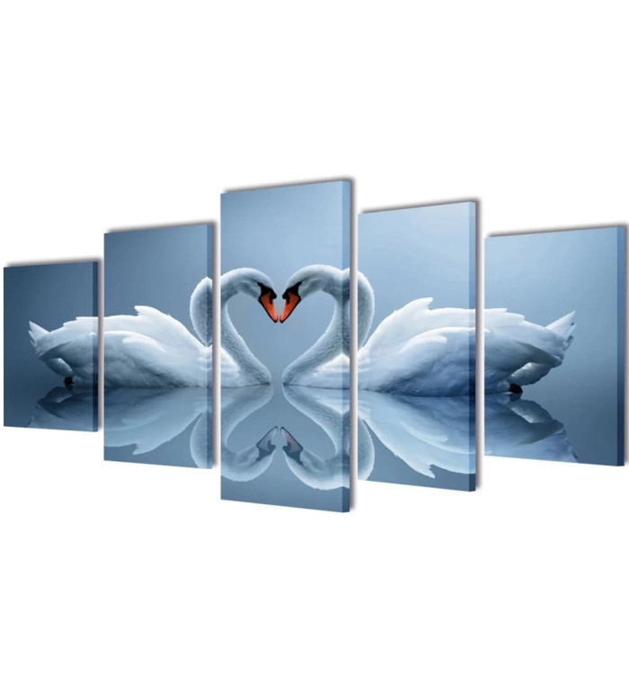 Set de toiles murales imprimées Cygnes 200 x 100 cm | Mobilier & Déco