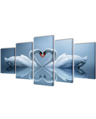 Set de toiles murales imprimées Cygnes 200 x 100 cm | Mobilier & Déco