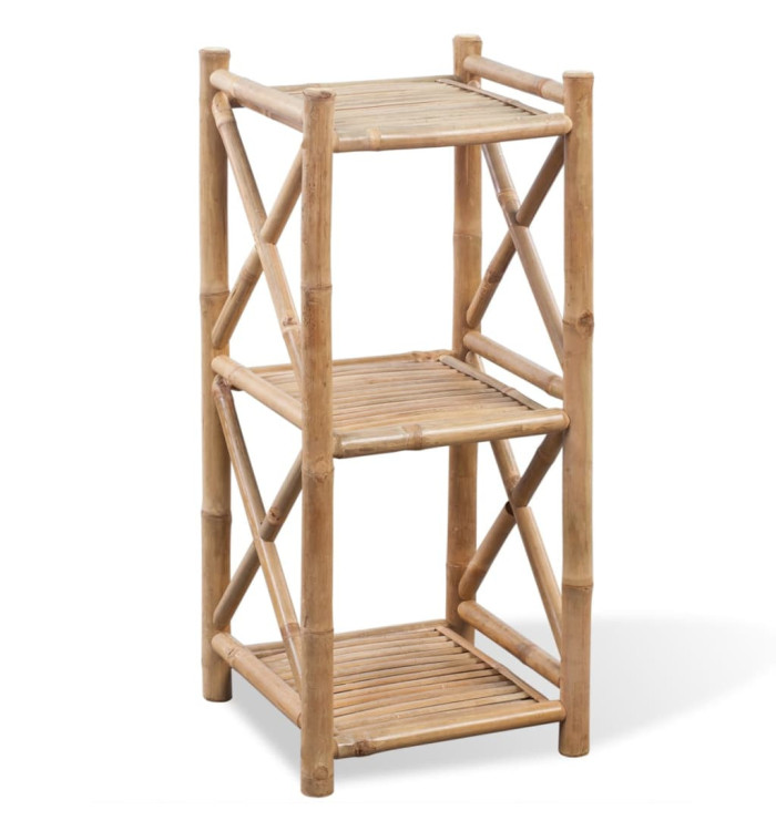 Étagère à 3 niveaux carré bambou | Mobilier & Déco
