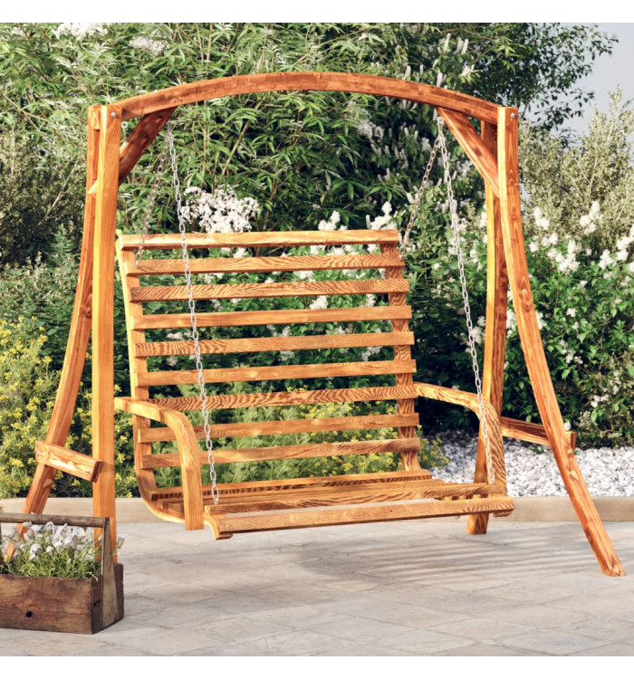 Balancelle bois massif d'épicéa avec finition en teck | Mobilier & Déco