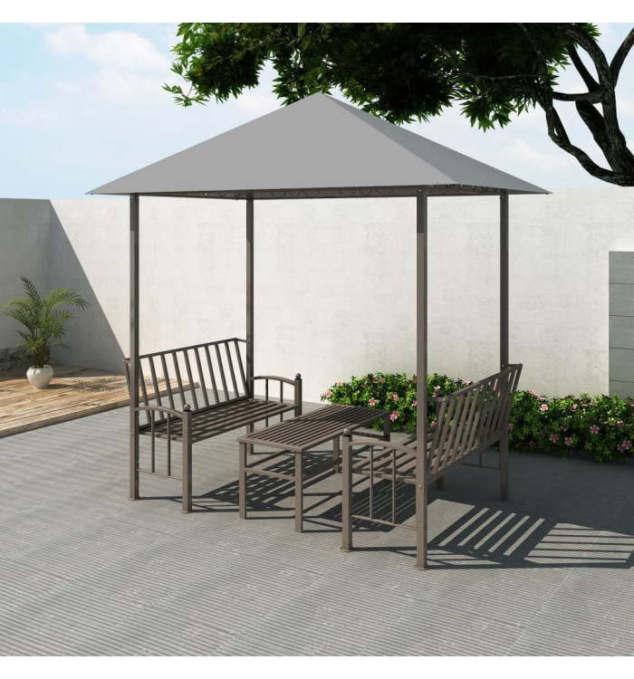 Chapiteau de jardin avec table et bancs 2,5x1,5x2,4m Anthracite | Mobilier & Déco