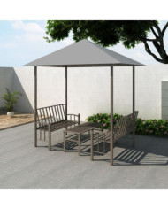 Chapiteau de jardin avec table et bancs 2,5x1,5x2,4m Anthracite | Mobilier & Déco