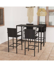 Ensemble de bar de jardin 5 pcs Résine tressée Noir | Mobilier & Déco