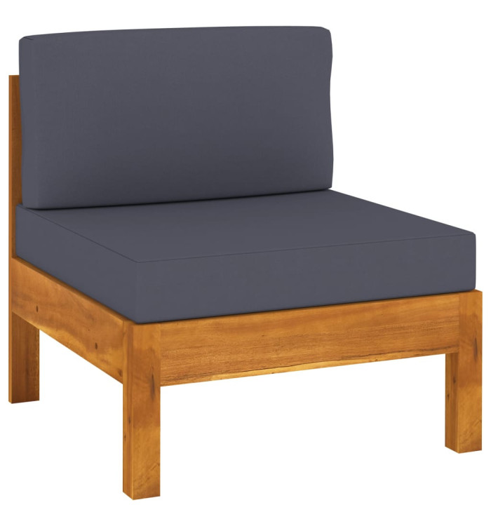 Canapé central avec coussins gris foncé Bois d'acacia solide | Mobilier & Déco