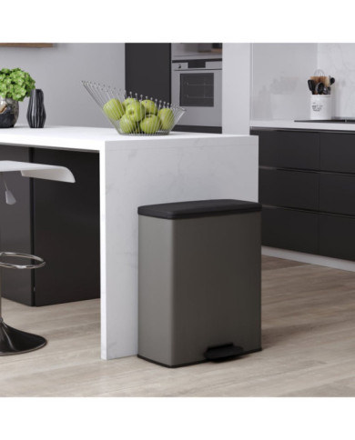 Curver Poubelle duo à pédale Deco 26L+26L Gris froid | Mobilier & Déco