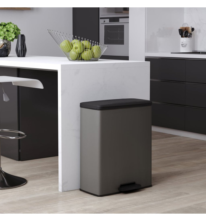 Curver Poubelle duo à pédale Deco 26L+26L Gris froid | Mobilier & Déco