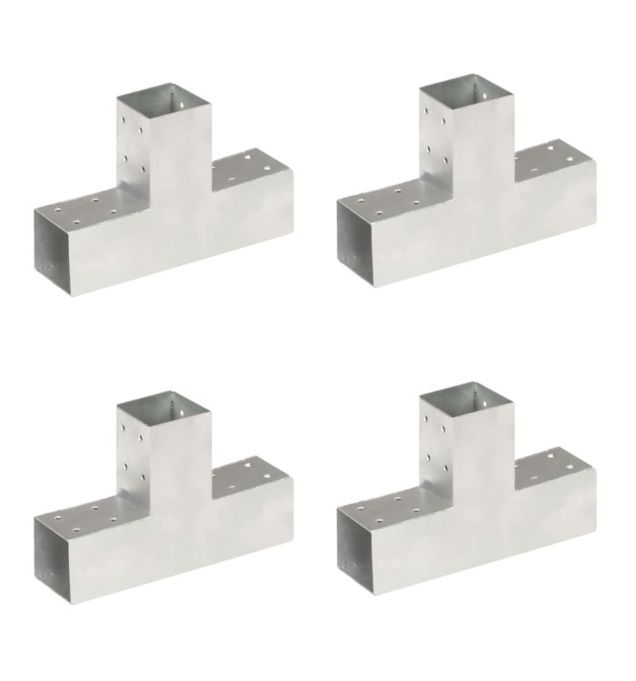 Connecteurs de poteau 4 pcs Forme en T Métal galvanisé 71x71 mm | Mobilier & Déco