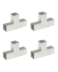 Connecteurs de poteau 4 pcs Forme en T Métal galvanisé 71x71 mm | Mobilier & Déco